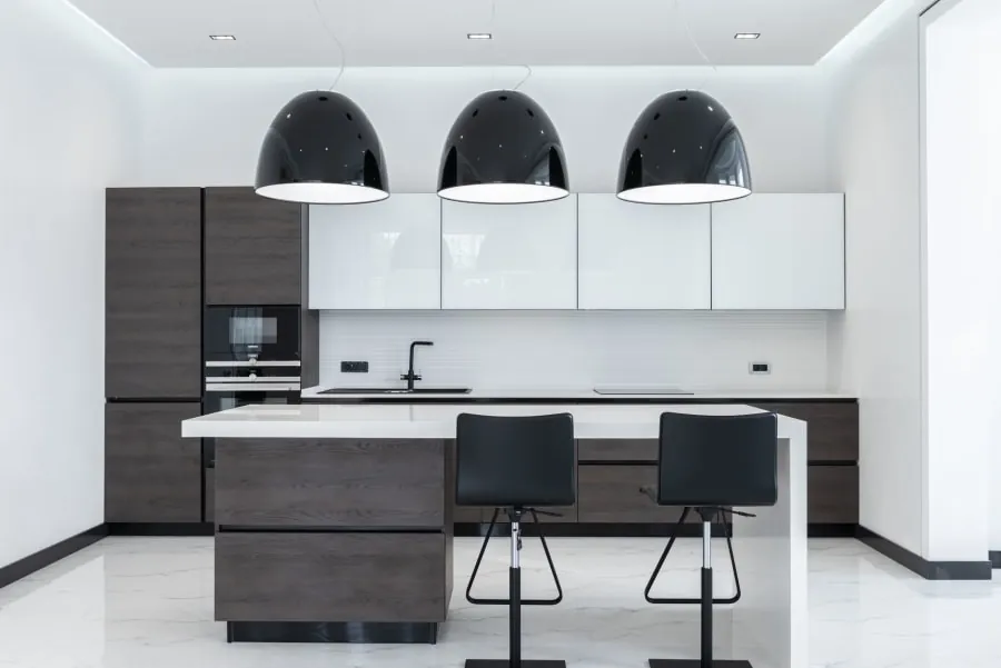 Dark charcoal kitchen cabinets in a Bath home