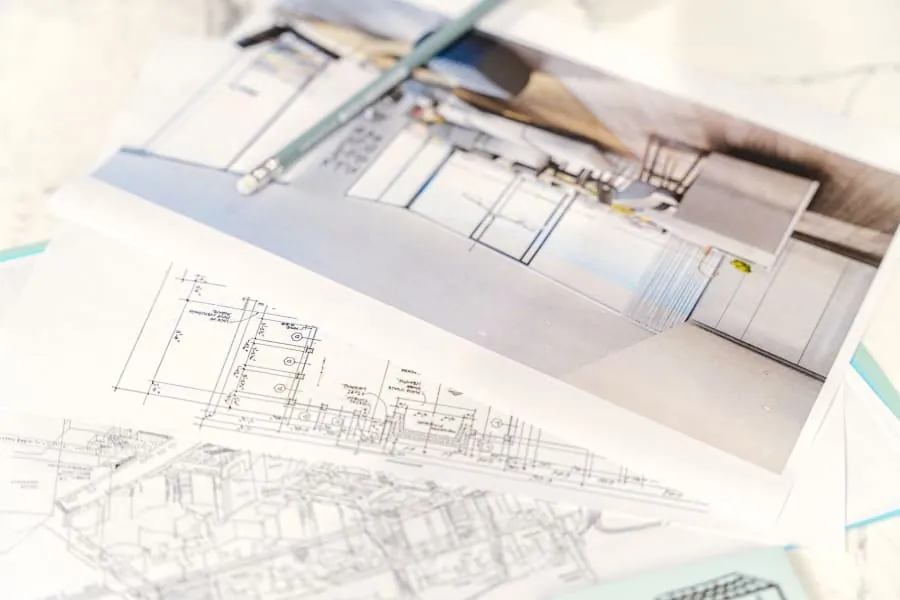 Kitchen design plans laid out during a Bath kitchen consultation