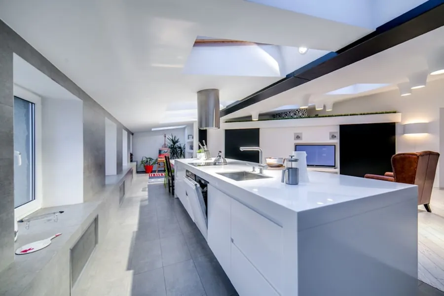 Bright kitchen extension with a large roof light in a Bath home