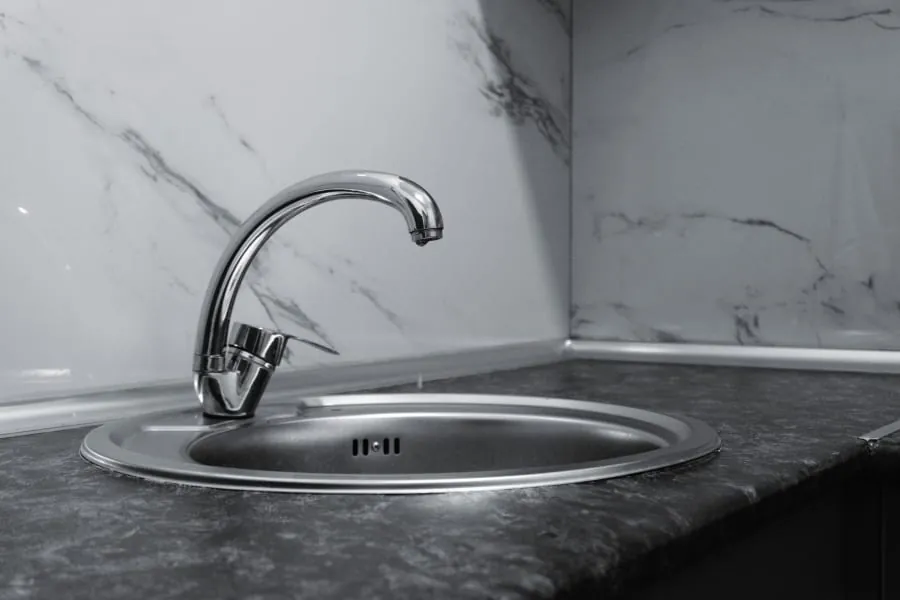 Modern kitchen mixer tap in a Bath kitchen