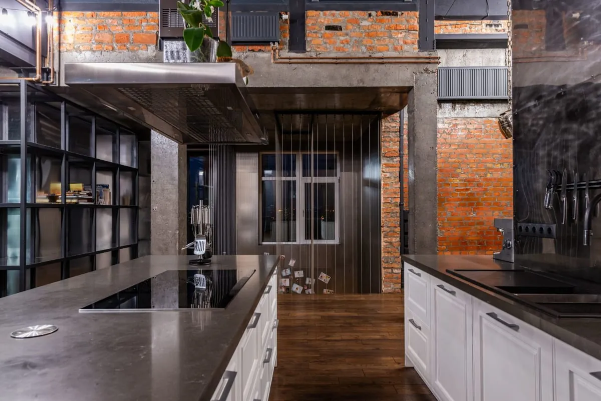 Kitchen worktop and cabinets in a fitted Bath kitchen