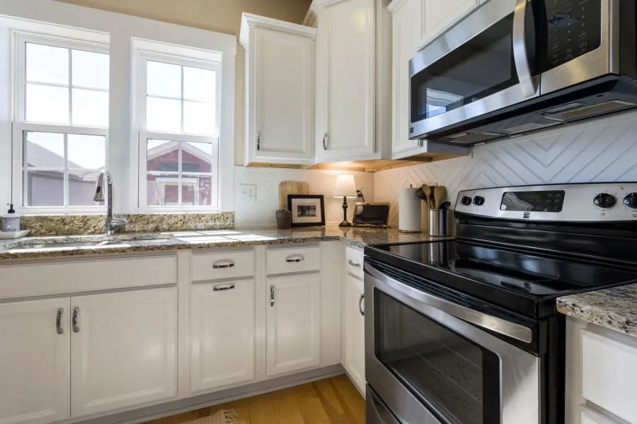 Shaker style kitchen cabinets in a Bath home